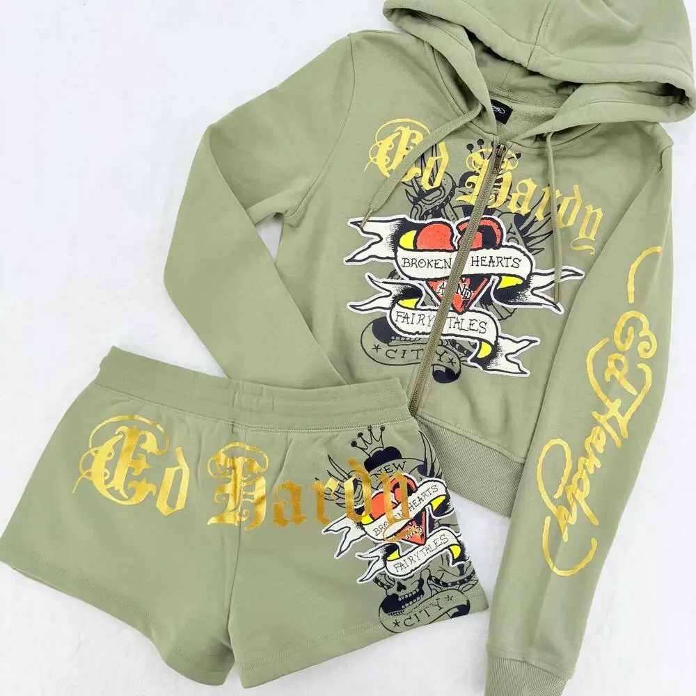 Ed Hardy Hoodie and Short Set (Size XS)